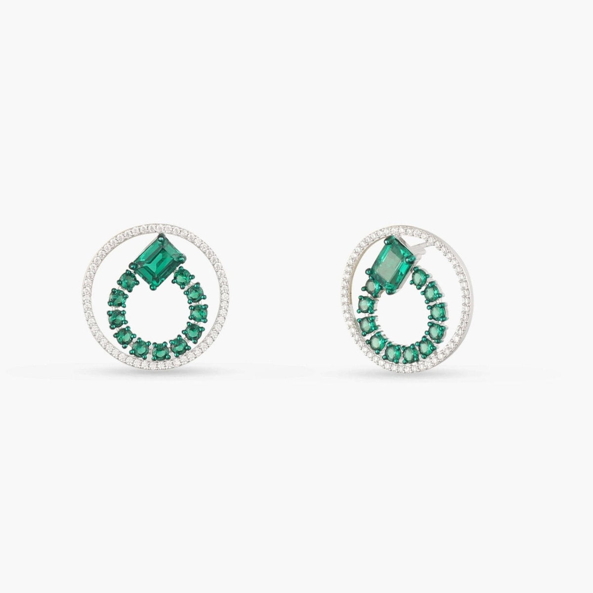 Earrings Emeraude Ivy Glow Round Silver Earrings