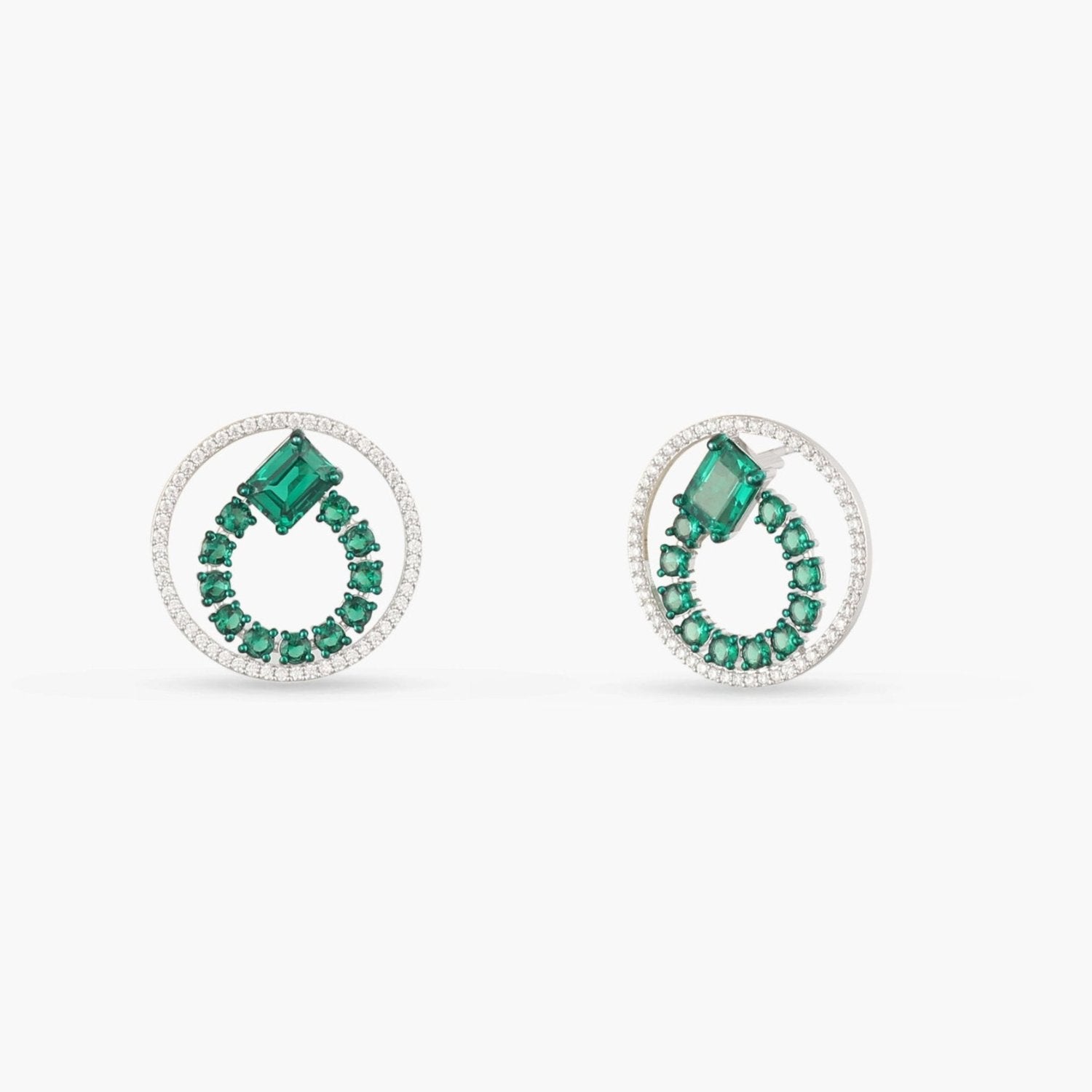 Earrings Emeraude Ivy Glow Round Silver Earrings