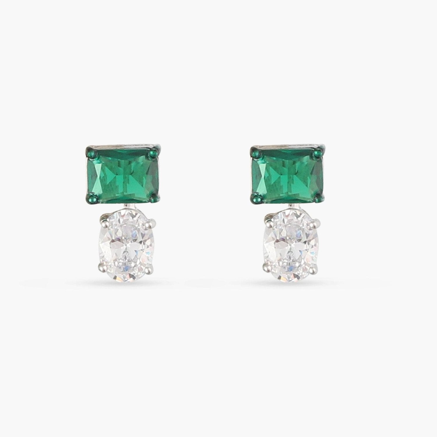 Earrings Emeraude Elegance Silver Stud Earrings