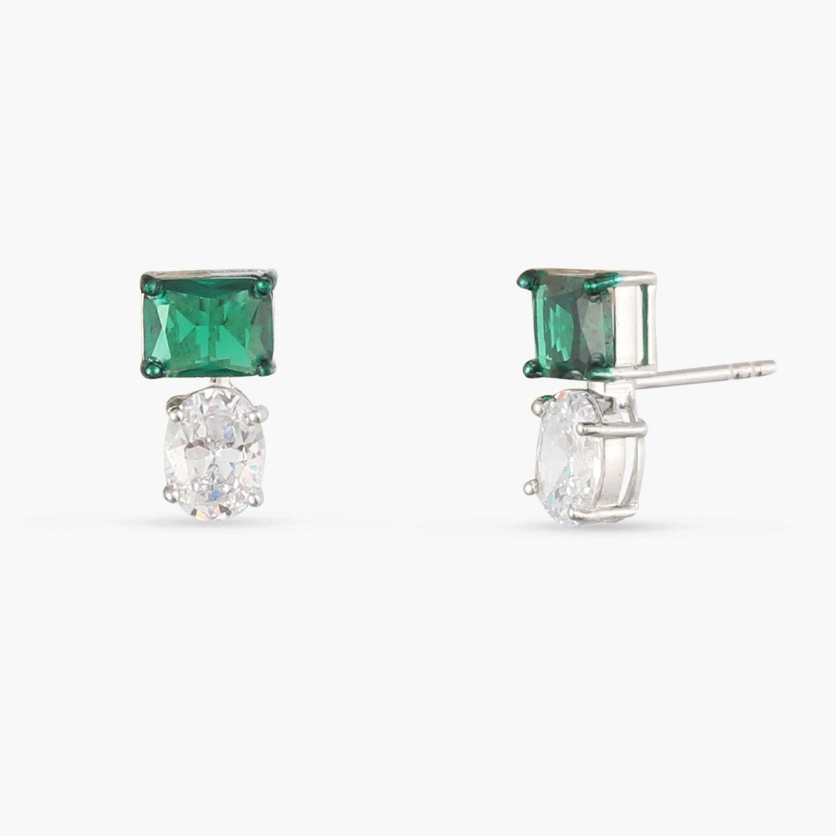 Earrings Emeraude Elegance Silver Stud Earrings