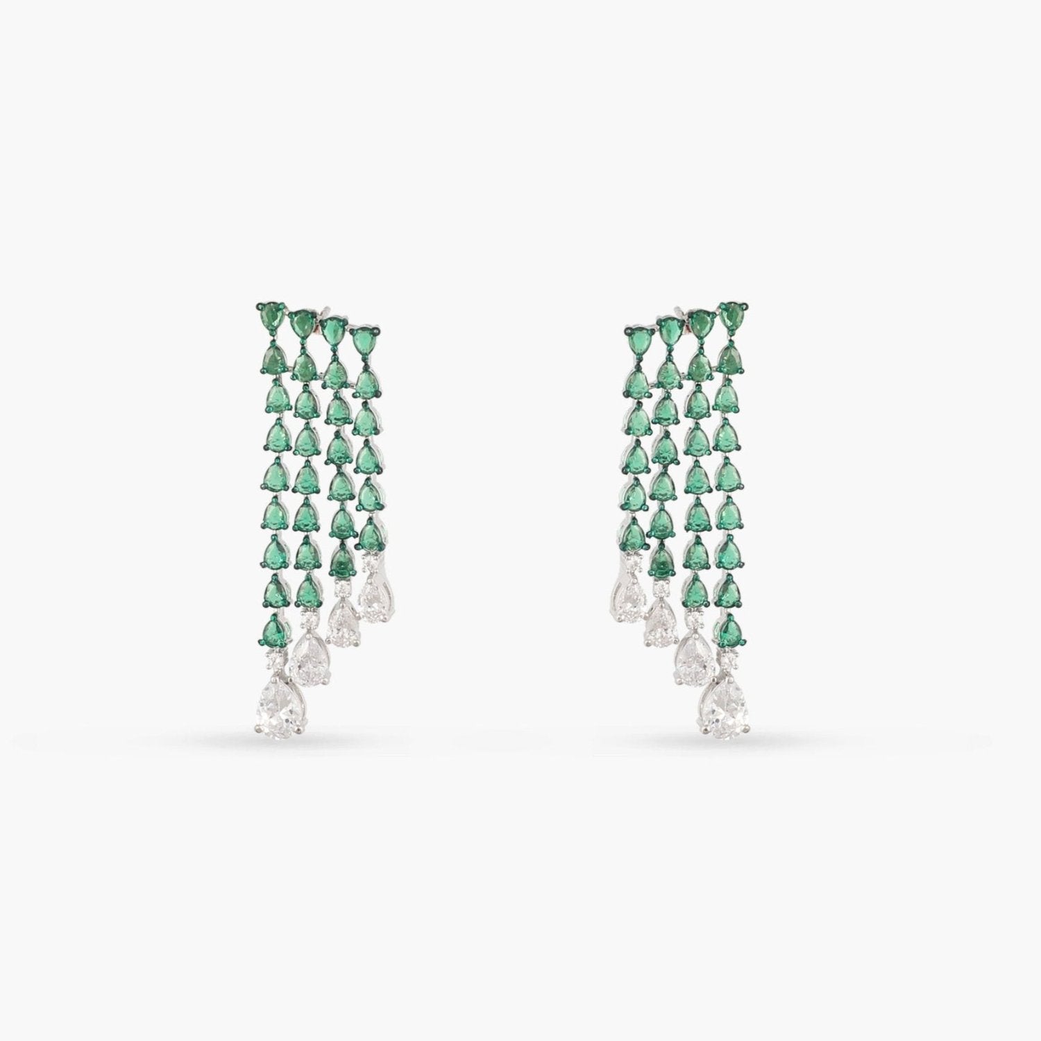 Earrings Emeraude Cocktail Silver Earrings