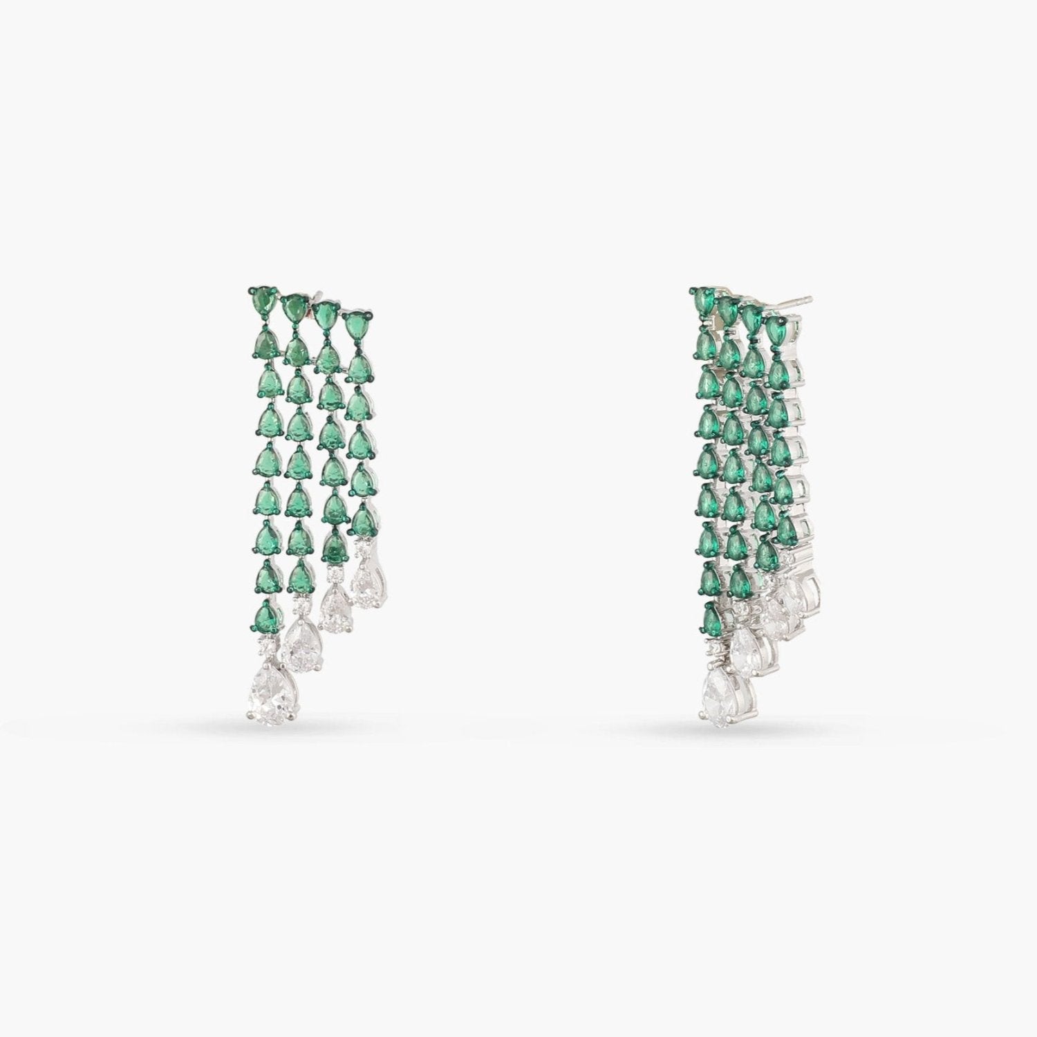 Earrings Emeraude Cocktail Silver Earrings