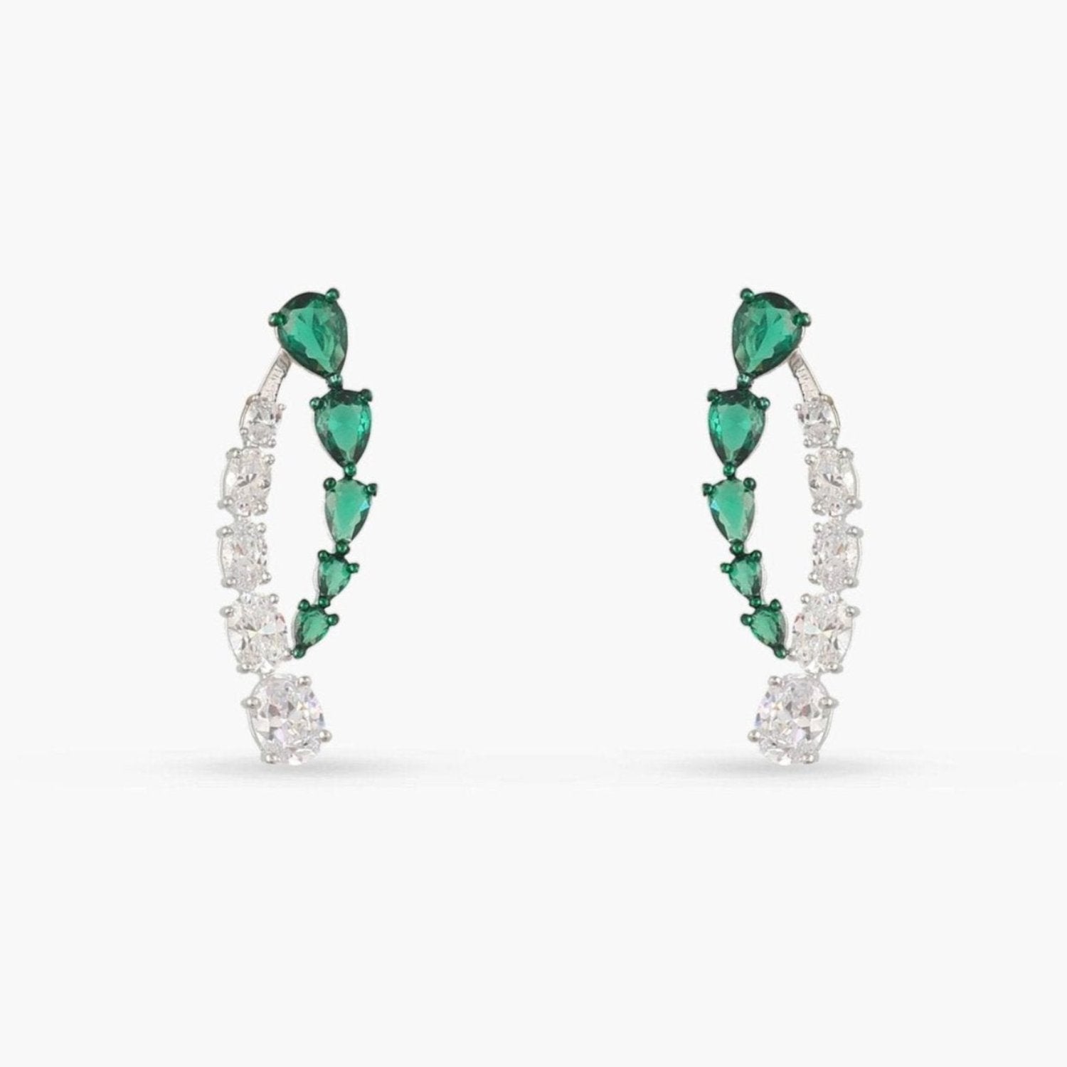 Earrings Emeraude Glistening Silver Jacket Earrings