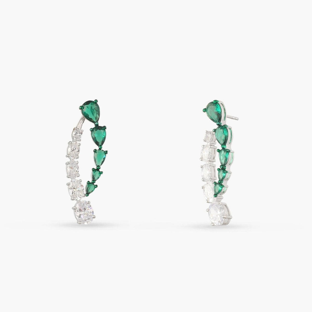 Earrings Emeraude Glistening Silver Jacket Earrings
