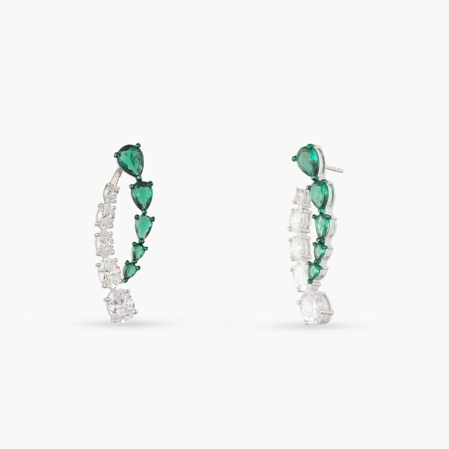 Earrings Emeraude Glistening Silver Jacket Earrings