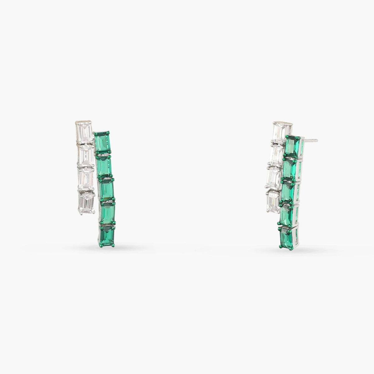 Emeraude Verdant Silver Earrings