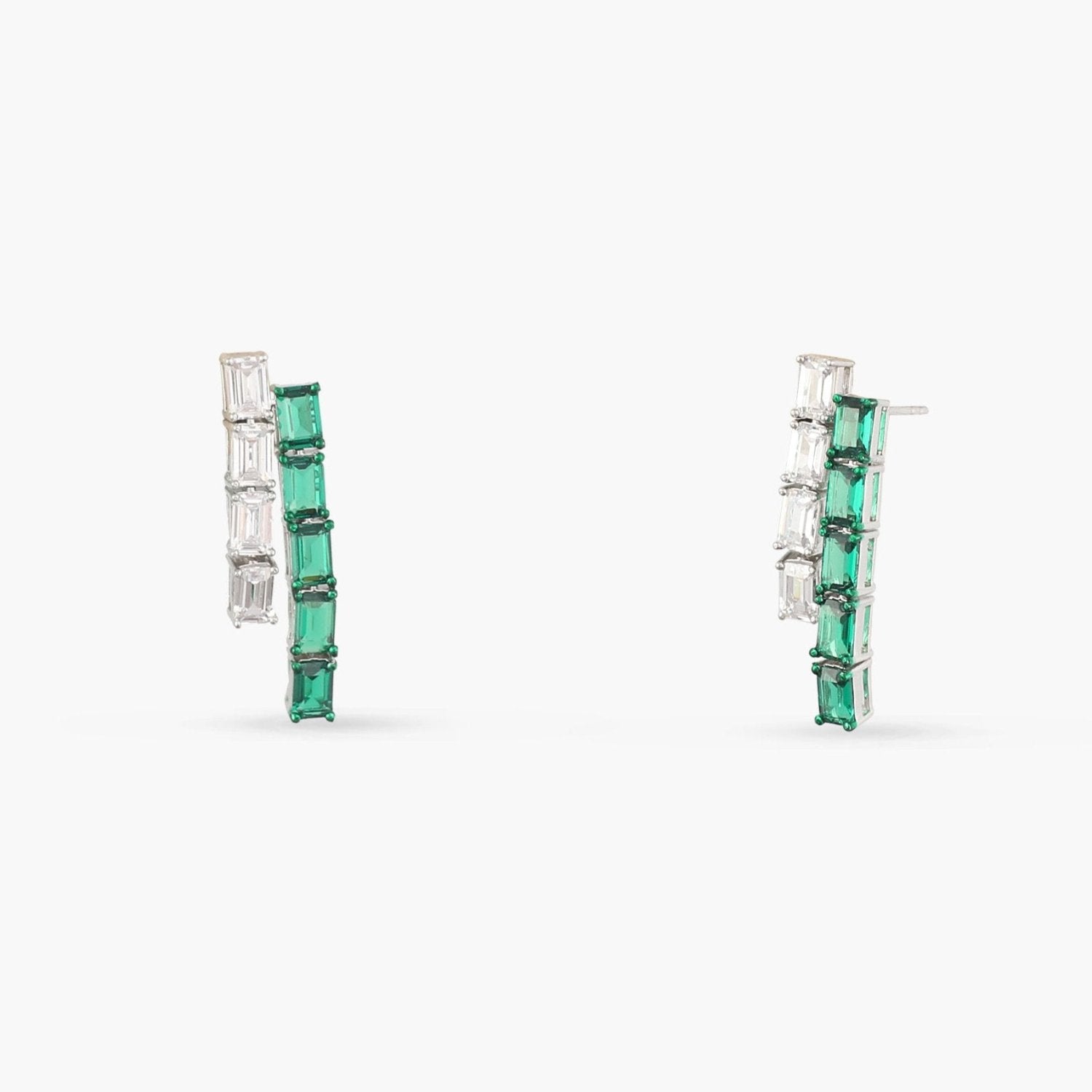 Emeraude Verdant Silver Earrings