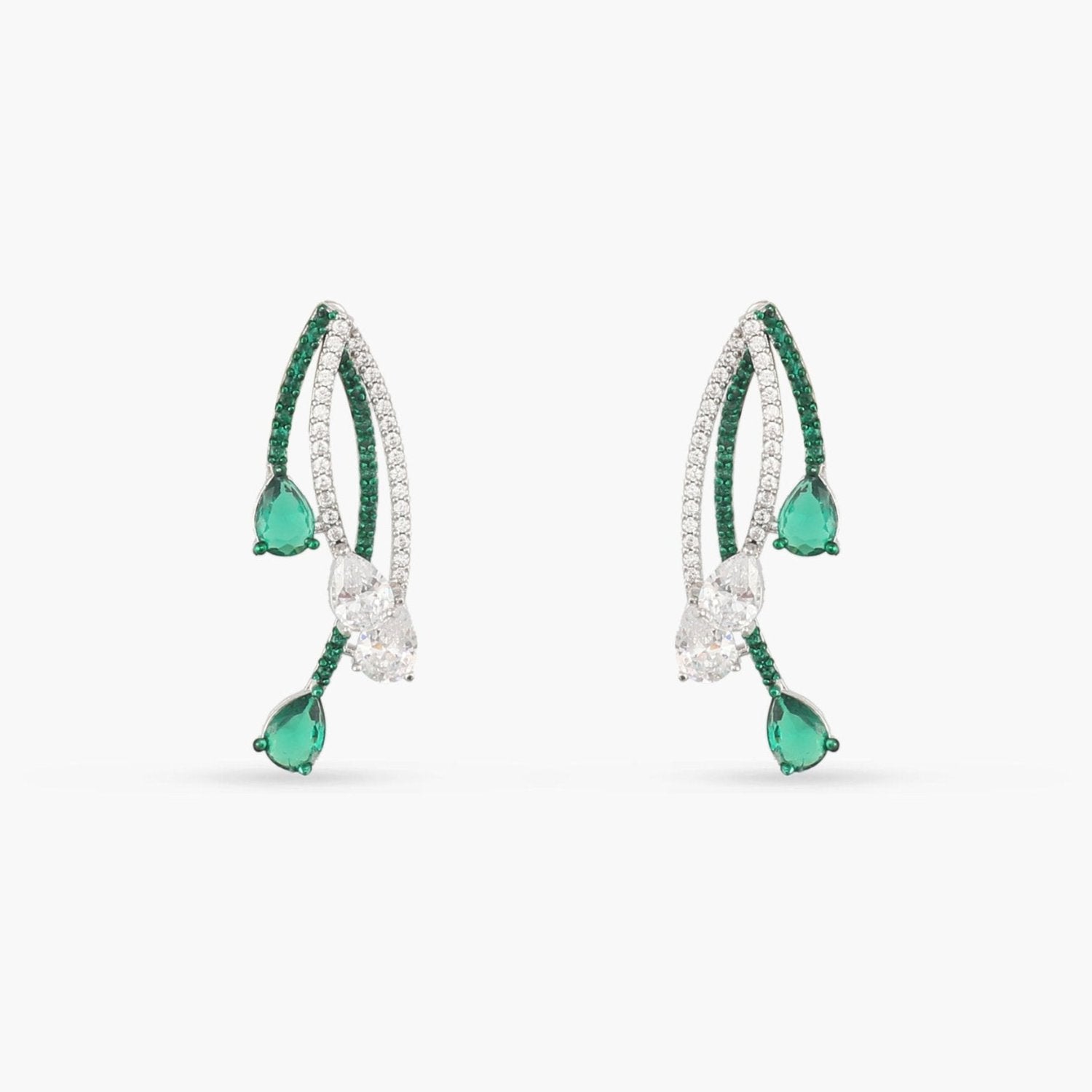 Earrings Emeraude Radiant Silver Jacket Earrings