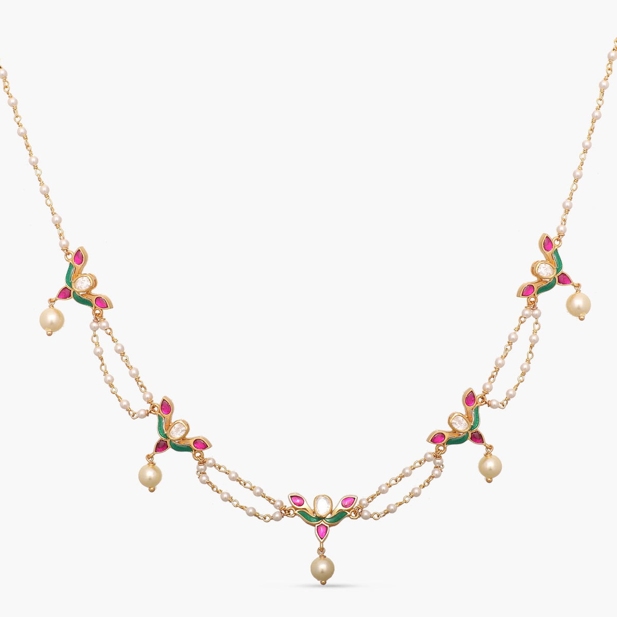 Kusum Gold Plated Jadau and Pearl chain Choker