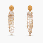 Avani Gold Plated Moissanite and Pearl chain Silver Earrings