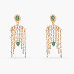 Myra Gold Plated Gemstone and Pearl chain Silver Earrings