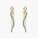 Manika Gold Plated Pearl chain and Moissanite Silver Jhumka