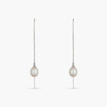 Earrings Aurora Pearl Silver Threader Earrings