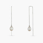 Earrings Aurora Pearl Silver Threader Earrings