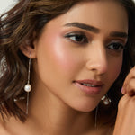 Earrings Aurora Pearl Silver Threader Earrings