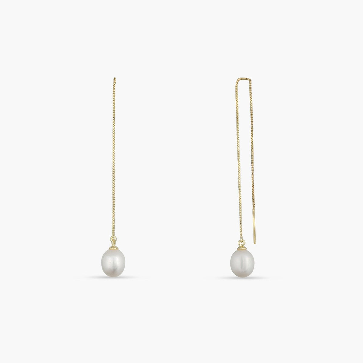 Earrings Aurora Pearl Gold Plated Silver Threader Earrings