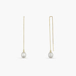 Earrings Aurora Pearl Gold Plated Silver Threader Earrings