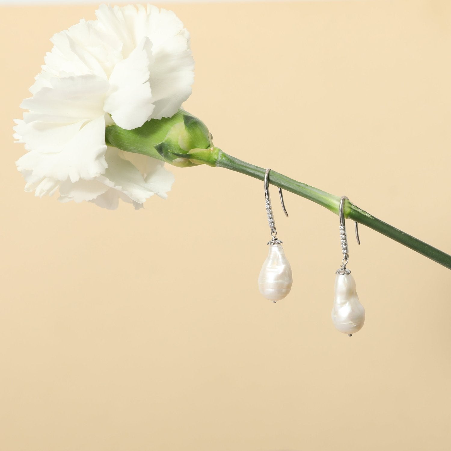 Verona Pearl Silver Drop Earrings