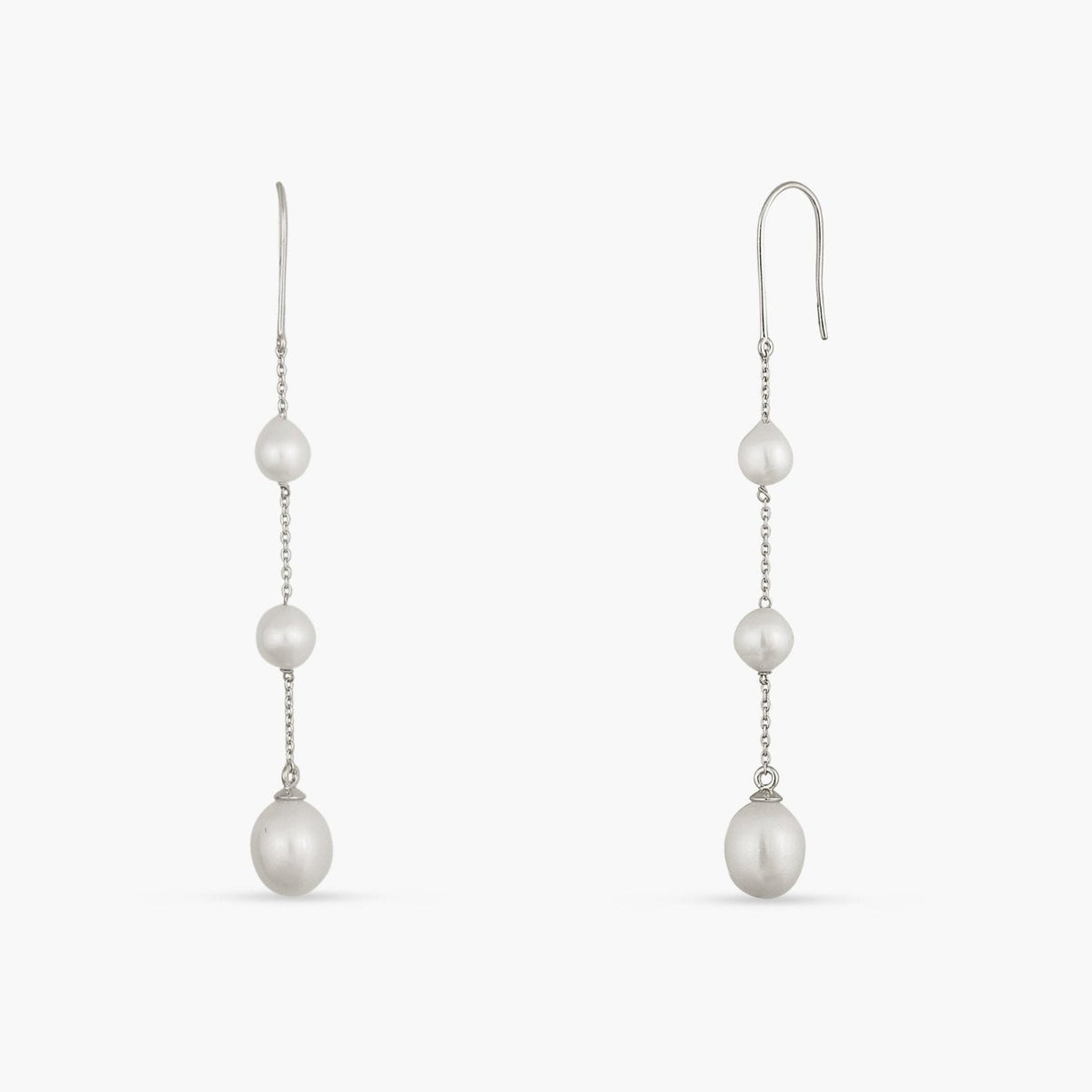 Trinity Pearl Silver Drop Earrings