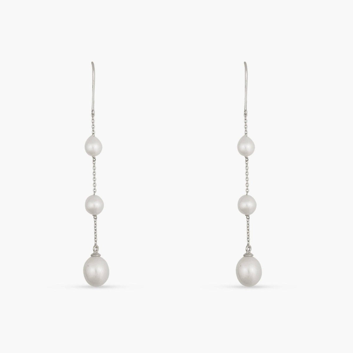 Trinity Pearl Silver Drop Earrings