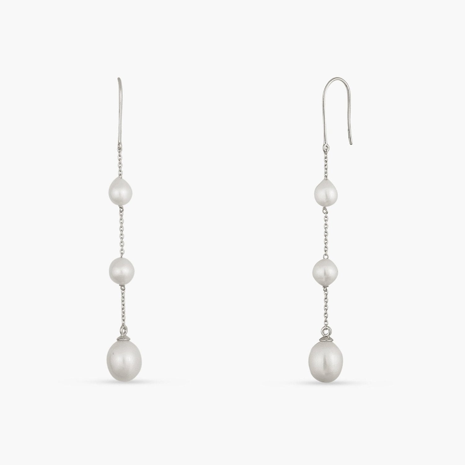 Trinity Pearl Silver Drop Earrings