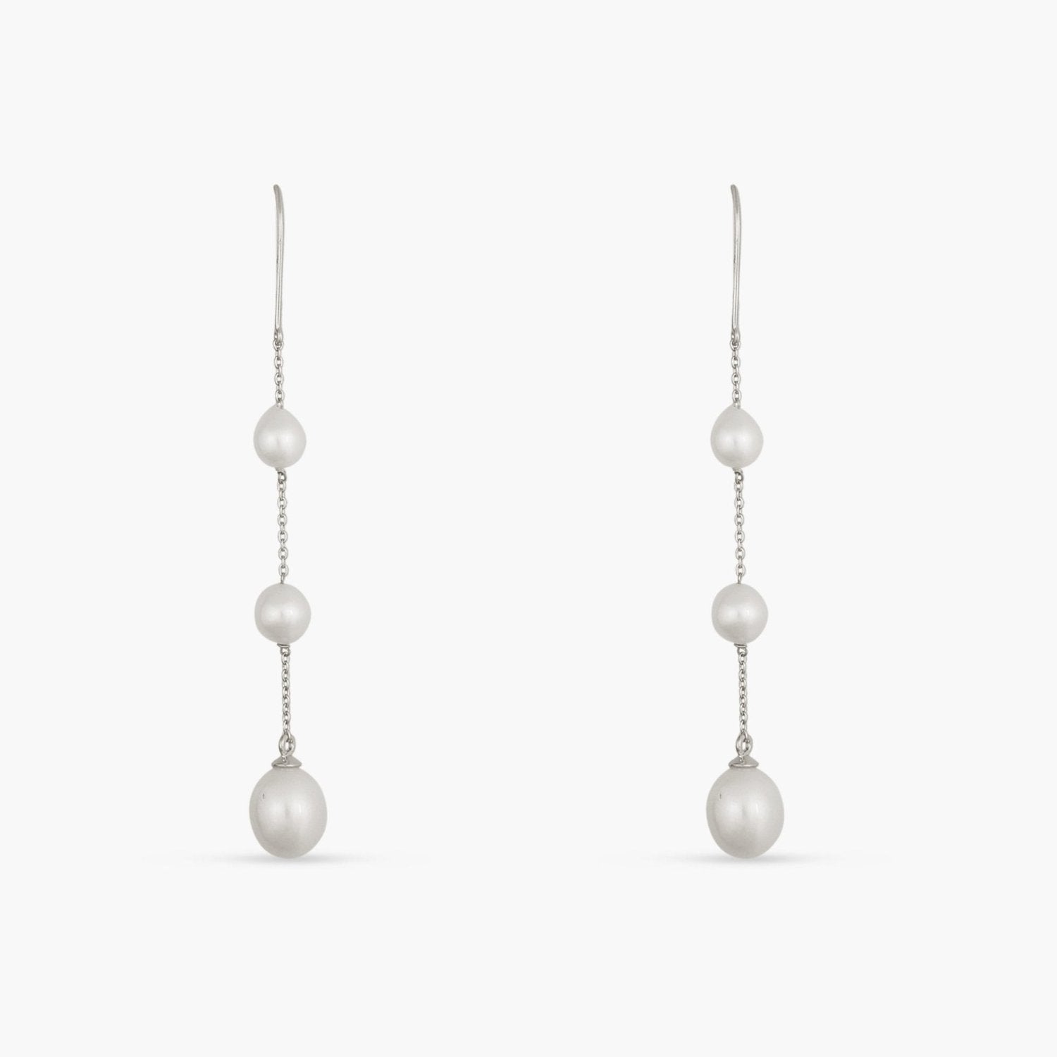 Trinity Pearl Silver Drop Earrings