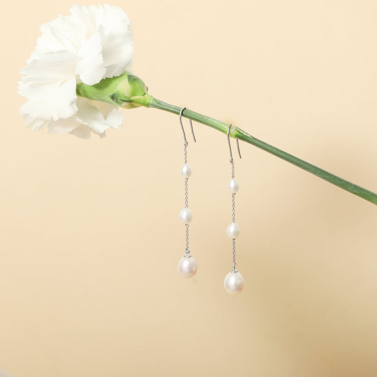 Earrings Trinity Pearl Silver Drop Earrings