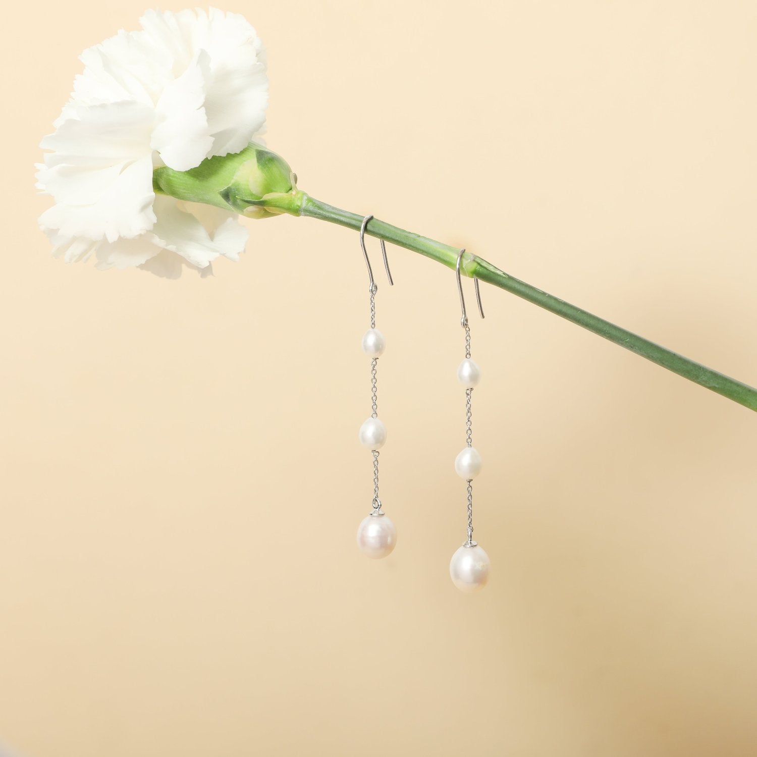 Earrings Trinity Pearl Silver Drop Earrings