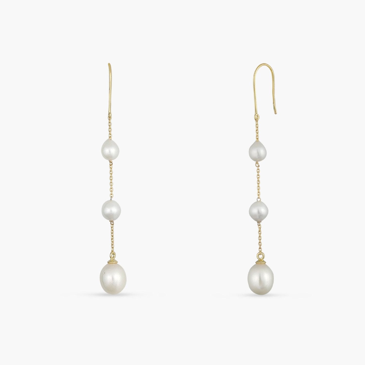 Trinity Pearl Gold Plated Silver Drop Earrings