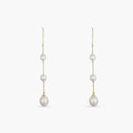 Earrings Trinity Pearl Gold Plated Silver Drop Earrings
