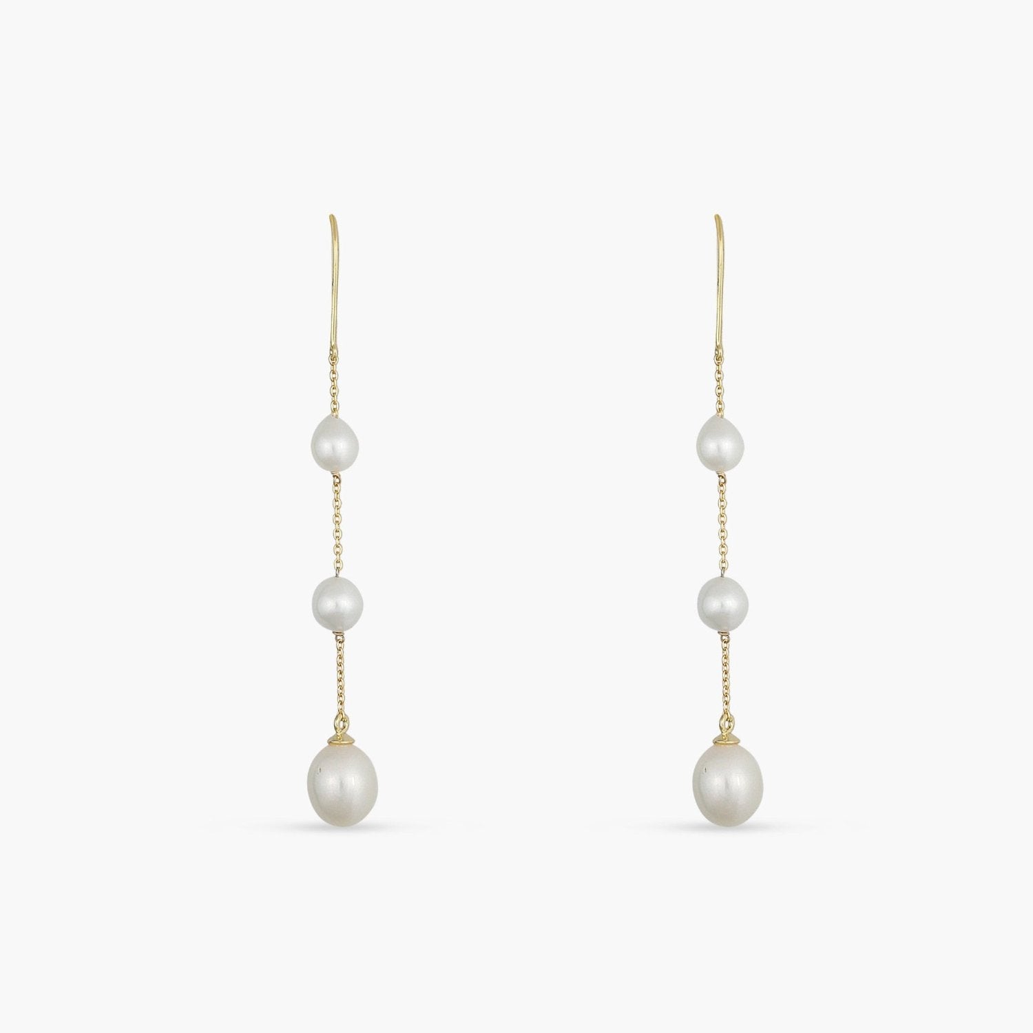 Earrings Trinity Pearl Gold Plated Silver Drop Earrings