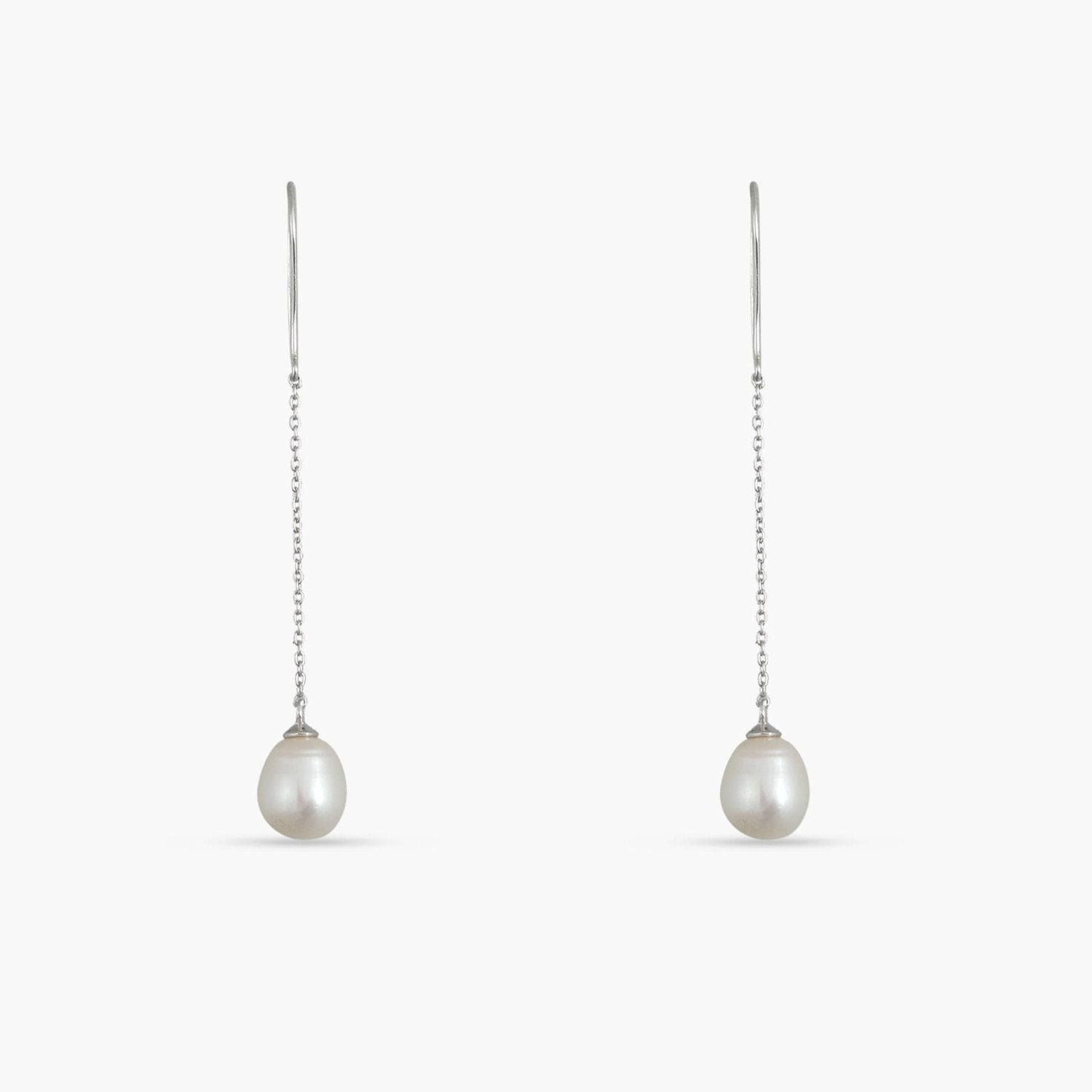 Solitaire Pearl Drop Earrings