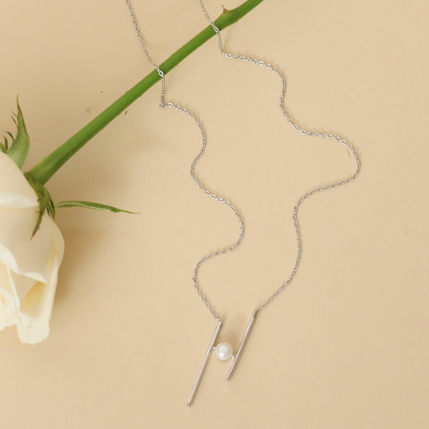 Necklace Halo Pearl Silver Pendant Necklace