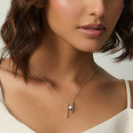Necklace Halo Pearl Silver Pendant Necklace