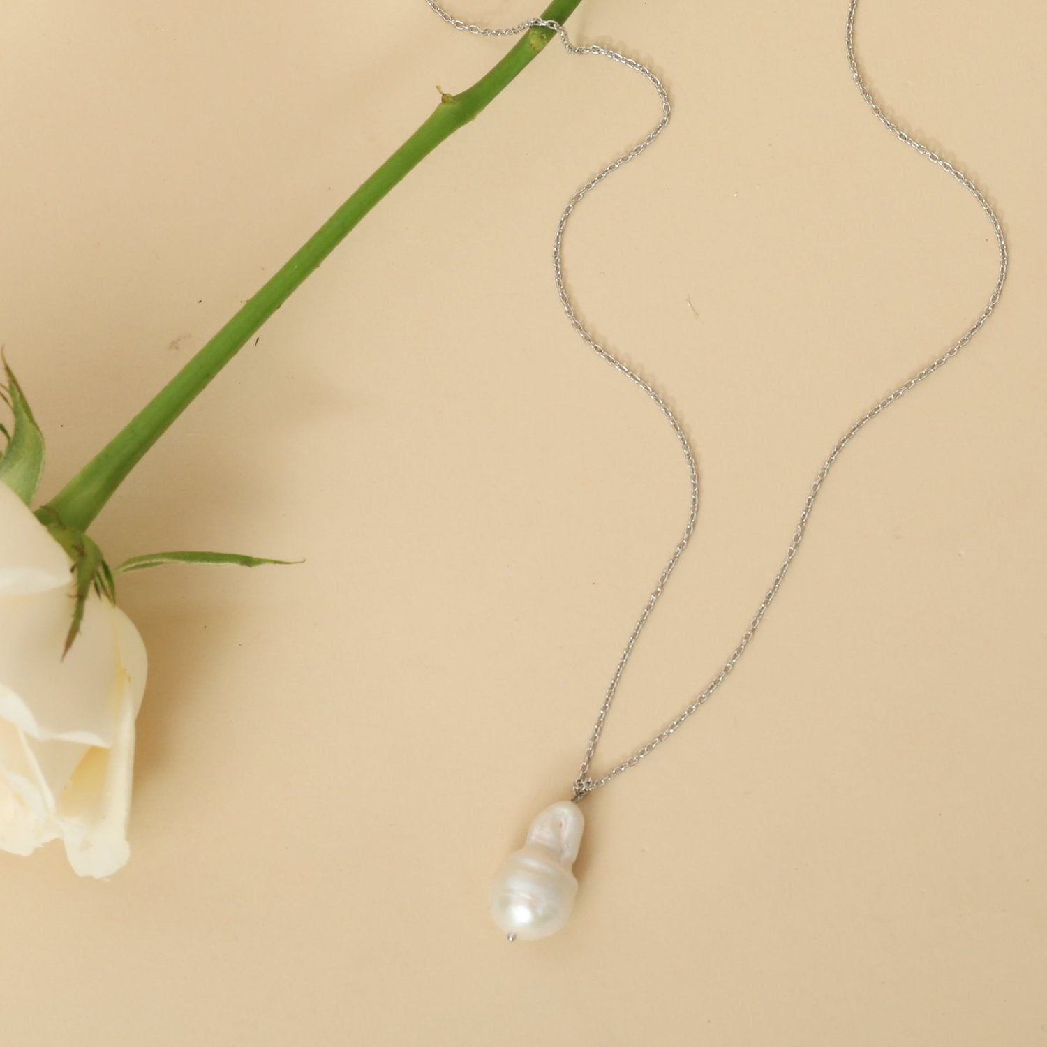 Necklace Opal Pearl Silver Pendant Necklace