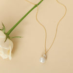 Necklace Opal Pearl Gold Plated Silver Pendant Necklace