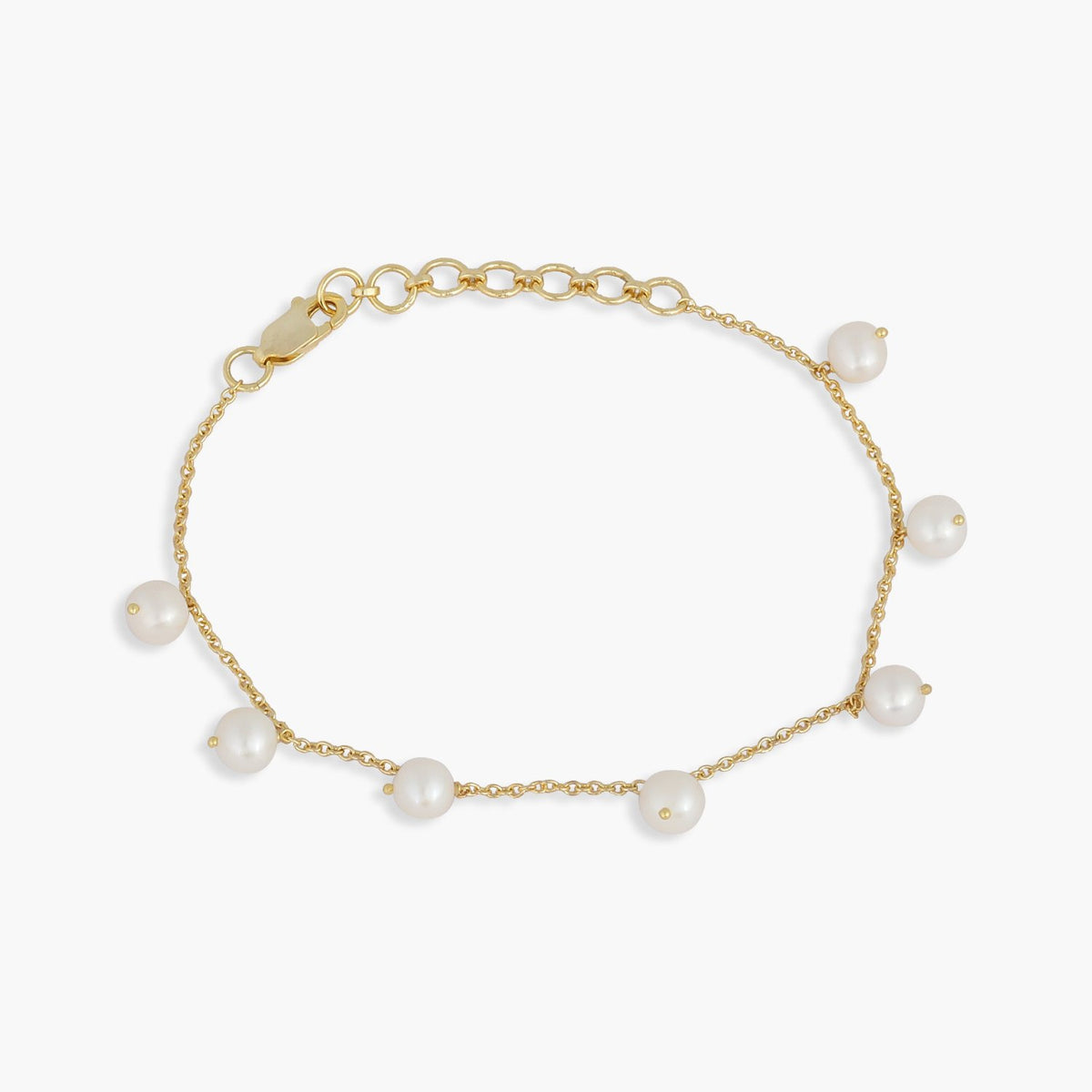 Evelyn Pearl Chain Gold Plated Silver Bracelet