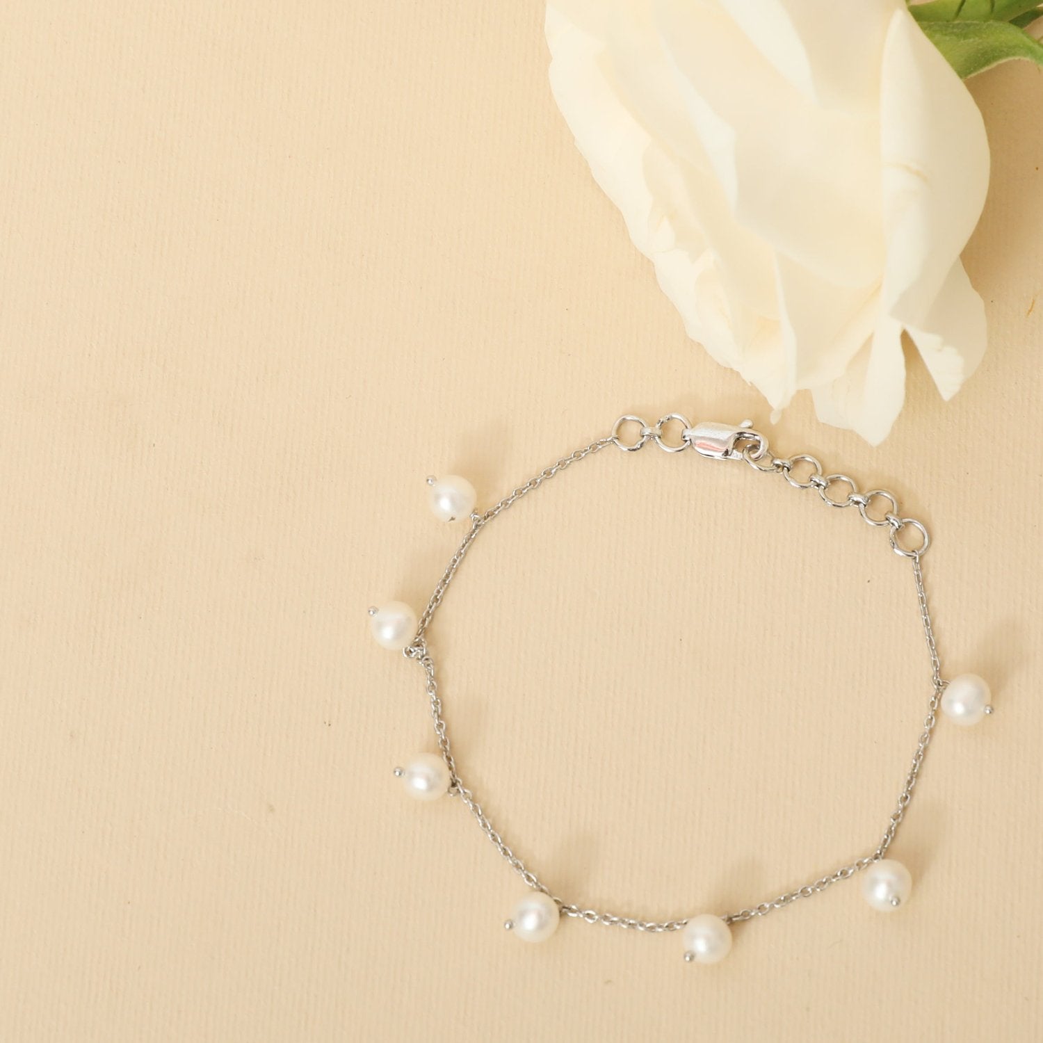 Bracelet Evelyn Pearl Chain Silver Bracelet