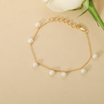 Bracelet Evelyn Pearl Chain Gold Plated Silver Bracelet