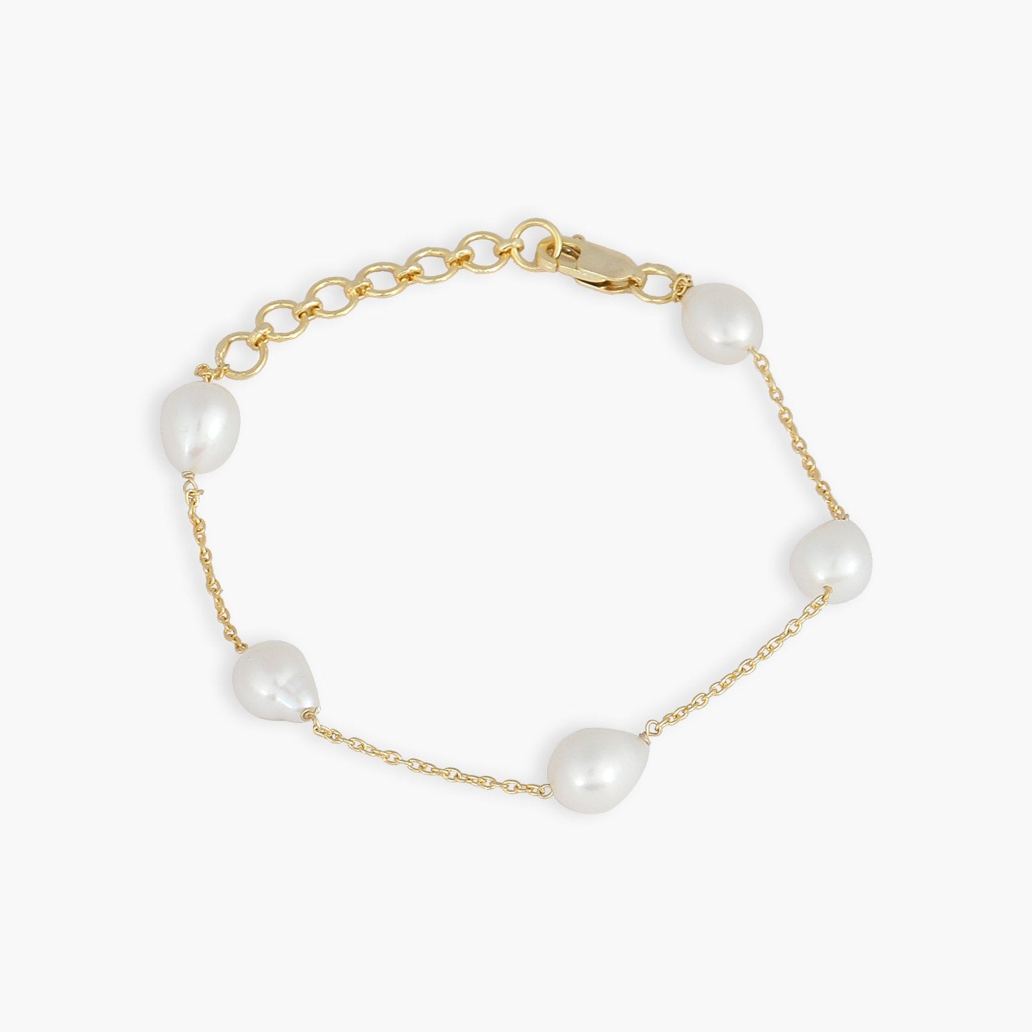 Bracelet Celeste Studded Pearl Chain Gold Plated Silver Bracelet