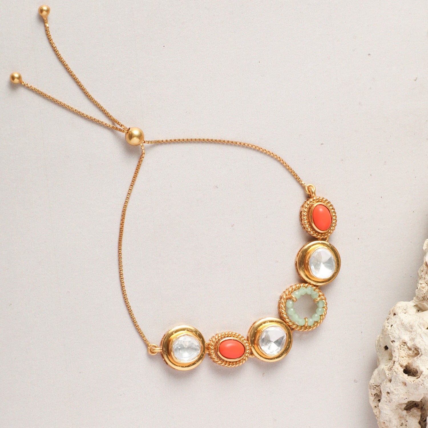 Oceanic Weaver Gem Cascade Silver Chain Bracelet