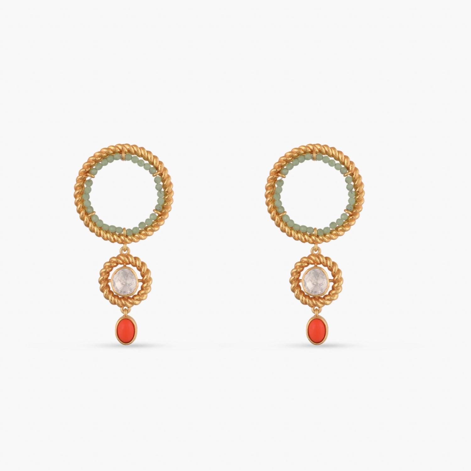 Earrings Oceanic weavers Dual ring Silver Drop Earrings
