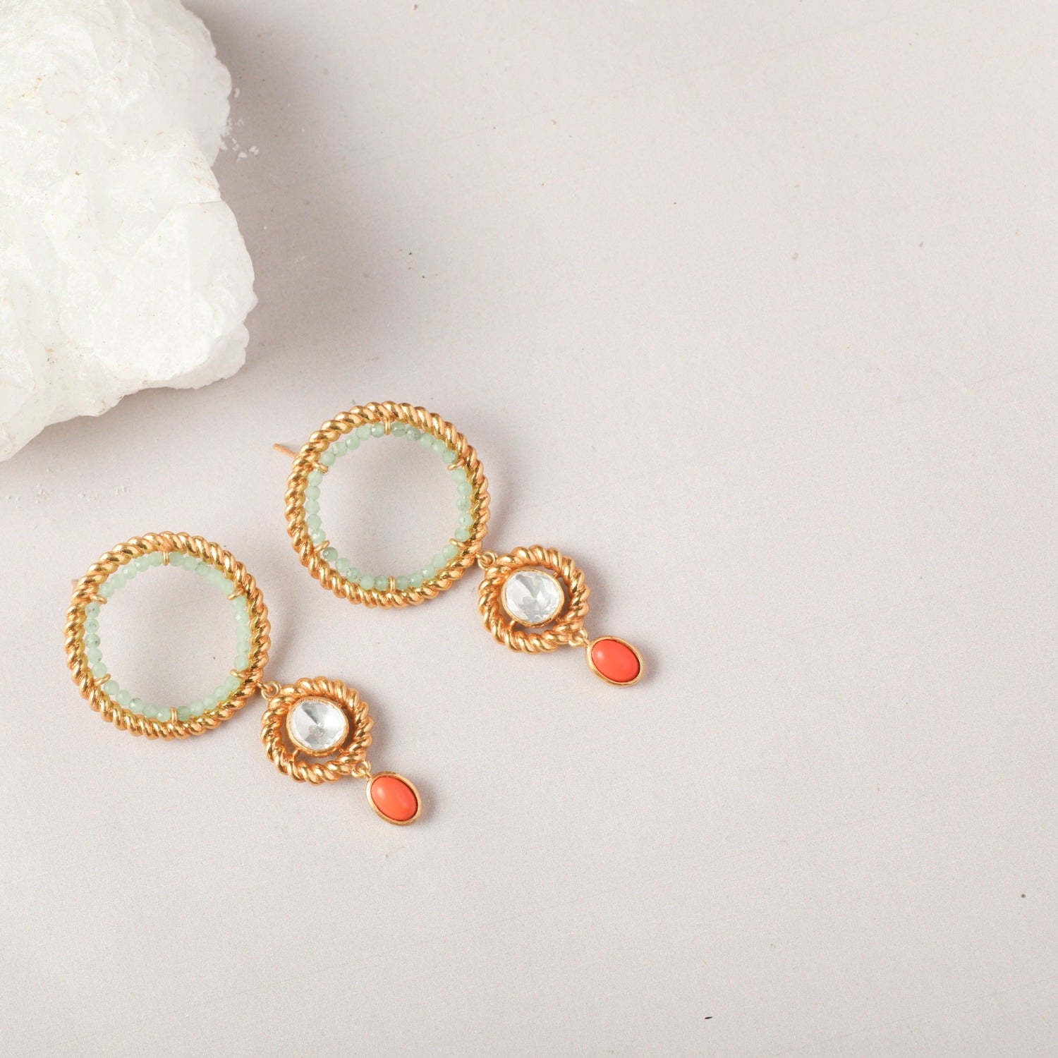 Earrings Oceanic weavers Dual ring Silver Drop Earrings