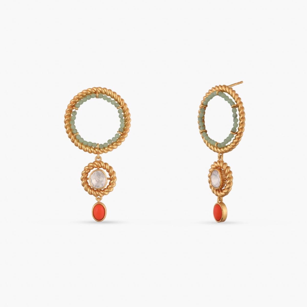 Earrings Oceanic weavers Dual ring Silver Drop Earrings