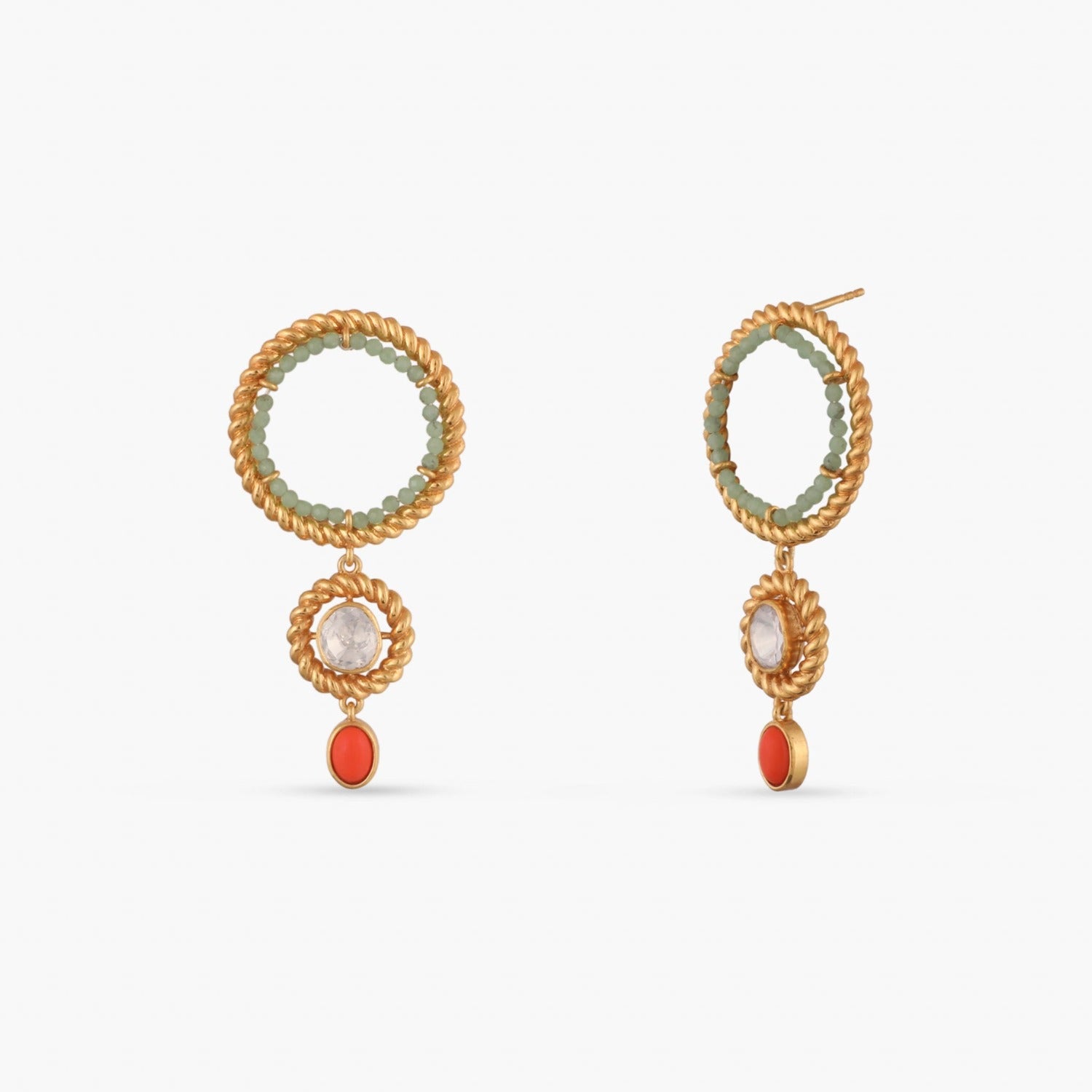Earrings Oceanic weavers Dual ring Silver Drop Earrings