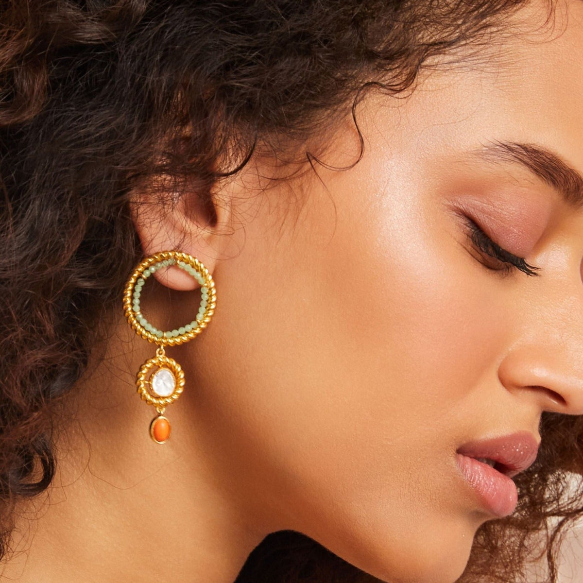 Earrings Oceanic weavers Dual ring Silver Drop Earrings