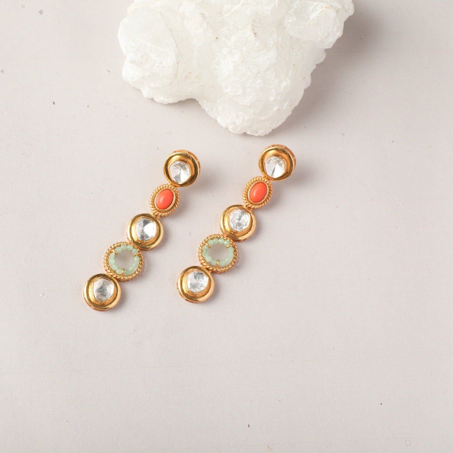 Earrings Oceanic Weaver Gem Cascade Silver Drop Earrings