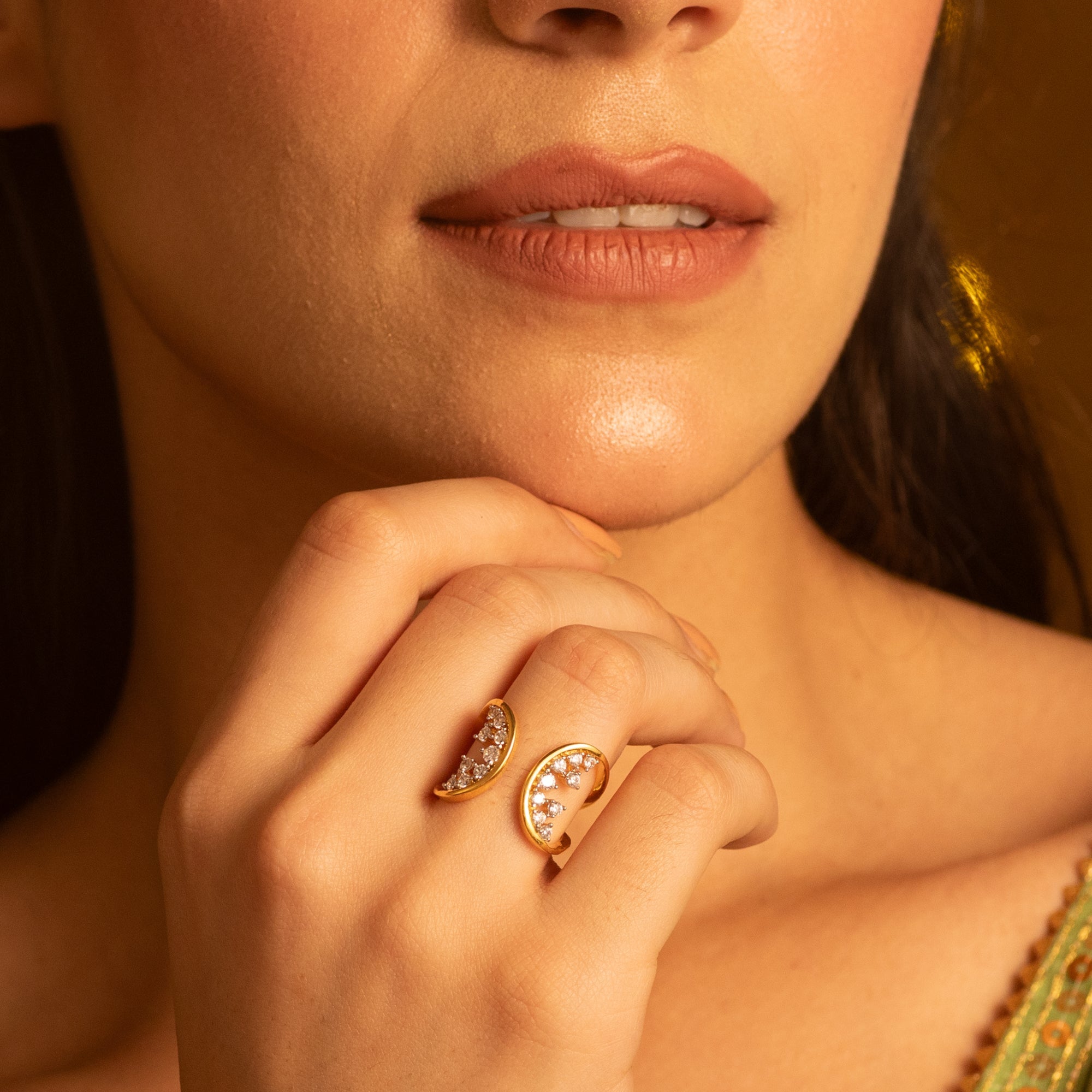 Moonlit Spark Cocktail Silver Ring