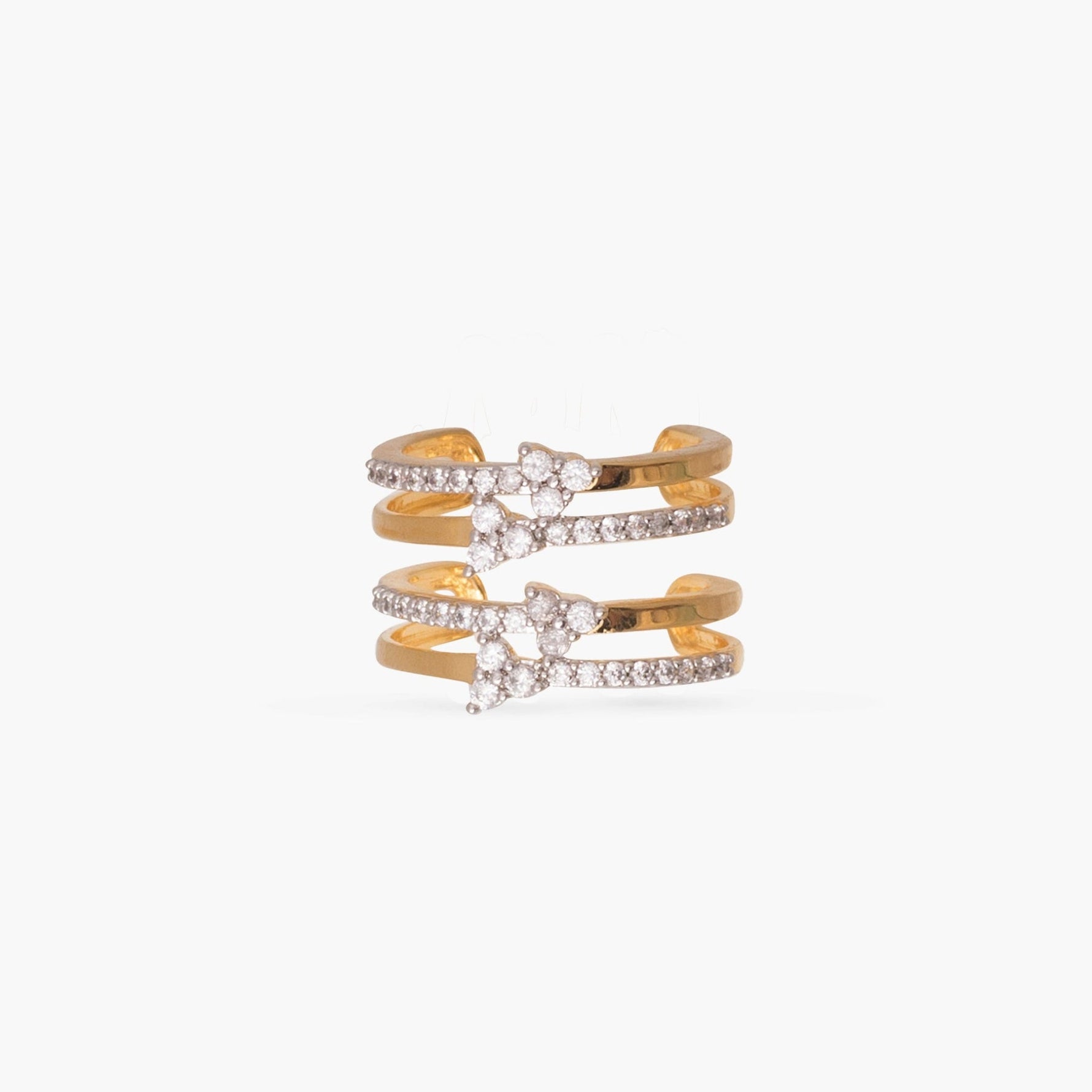 Finger Ring Strata Stacked CZ Silver Ring