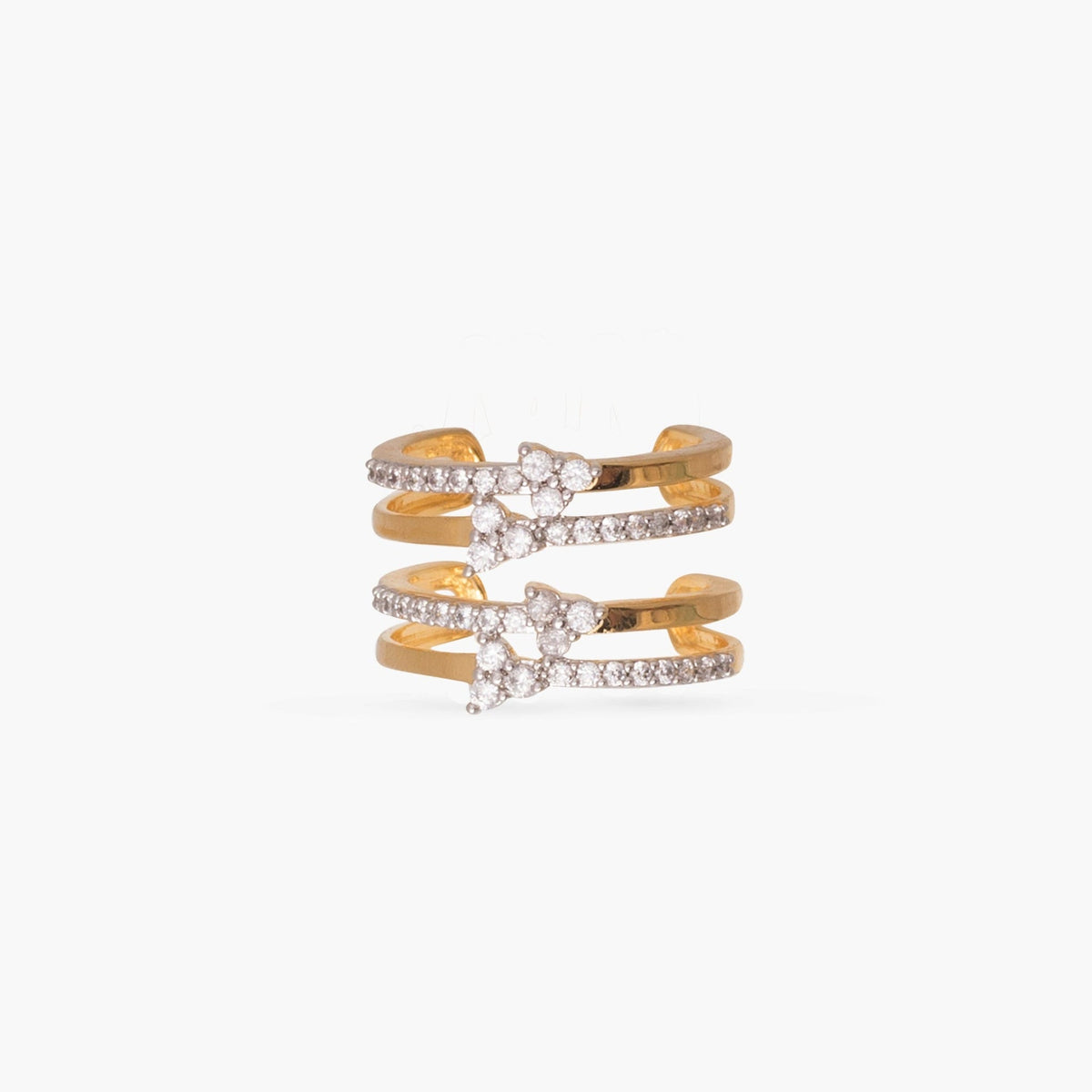 Finger Ring Strata Stacked CZ Silver Ring
